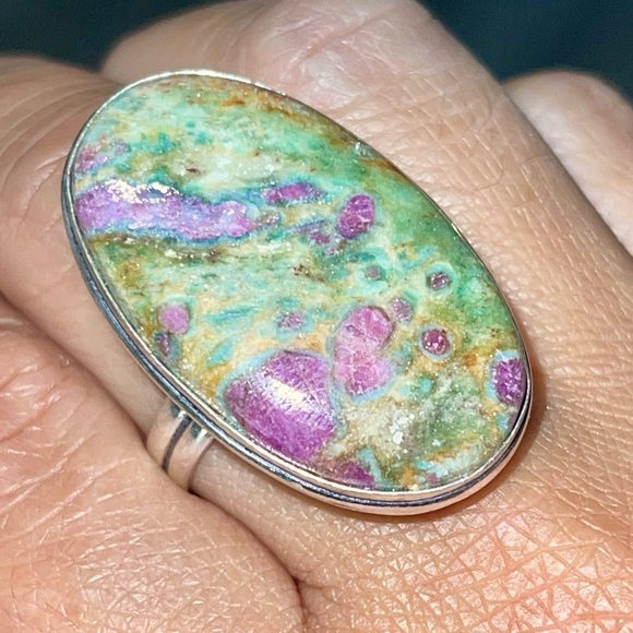 Beautiful Green Ruby Fuchsite Ring 12 1/2 - Picture 5 of 11